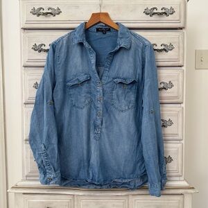 Vici Blue Denim Button-Up Top